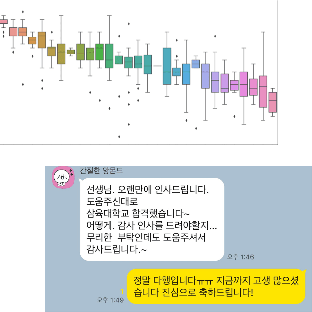 교과 펑크 예측 후 최종 합격 후 들어간 사례 이미지